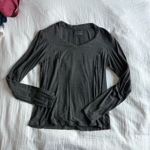 Grace Off-Shoulder Long Sleeve Top in Charcoal